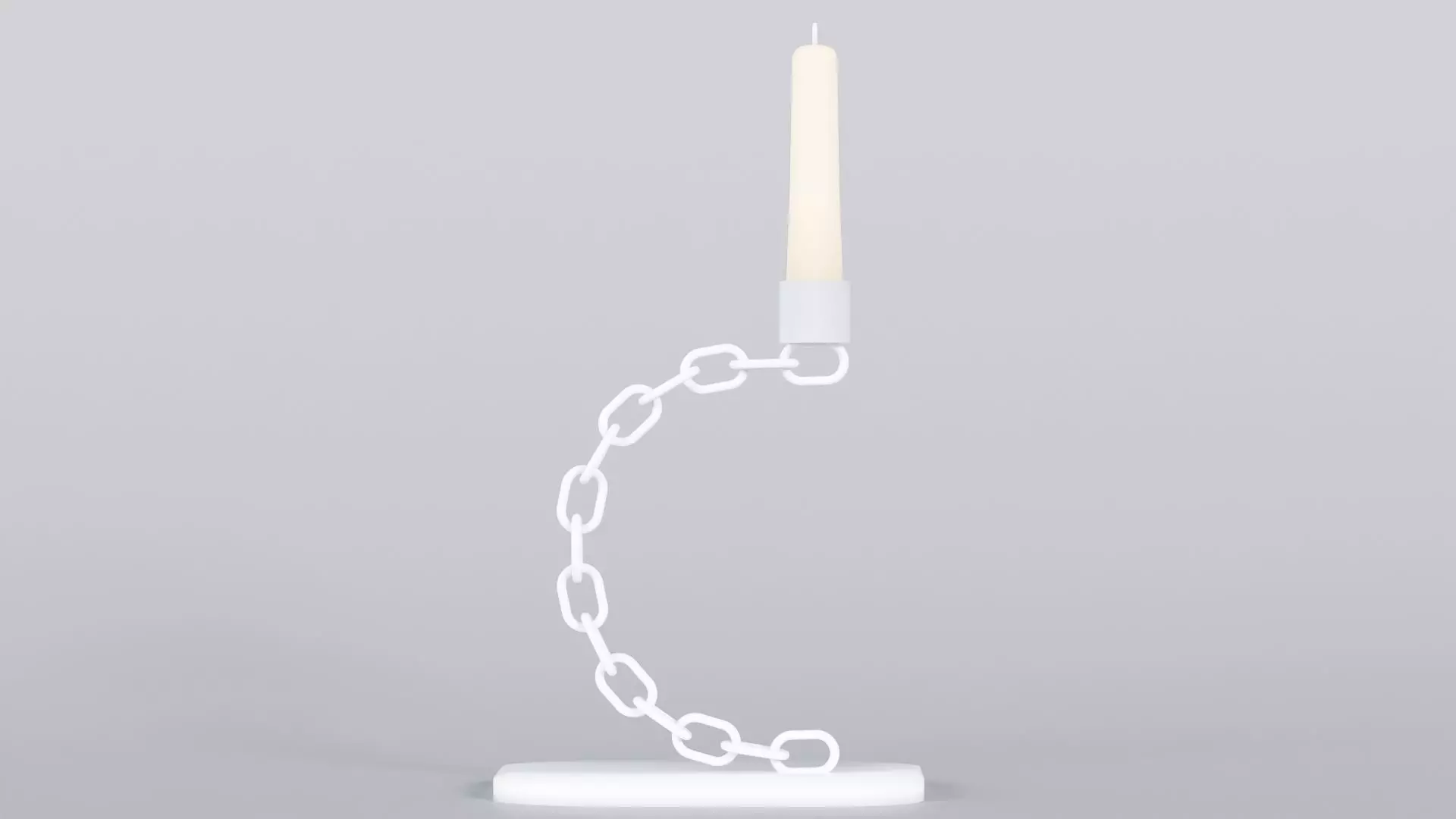 Alphabet C White Chain Candleholder 3D Model True 4K PBR Render Low-poly 3D model_0