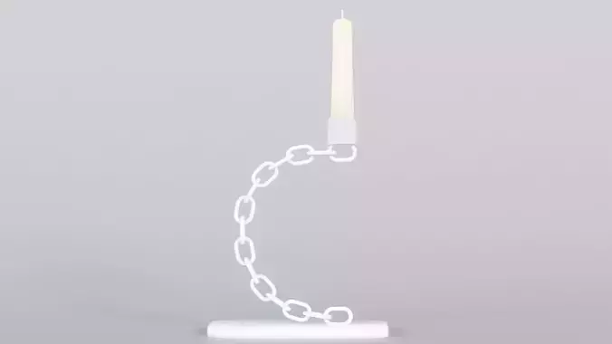 Alphabet C White Chain Candleholder 3D Model True 4K PBR Render Low-poly 3D model