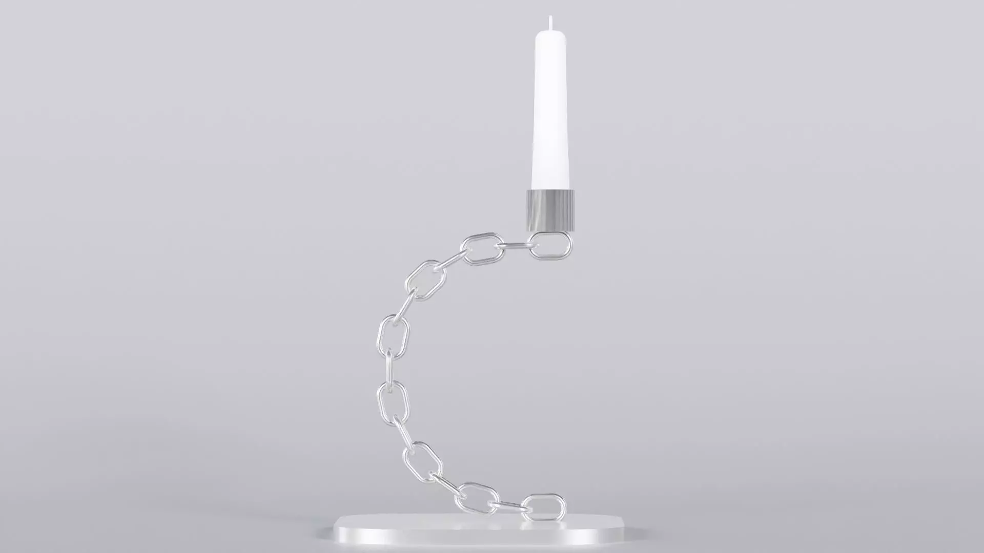 Alphabet C Silver Chain Candleholder 3D Model True 4K PBR Render Low-poly 3D model_0