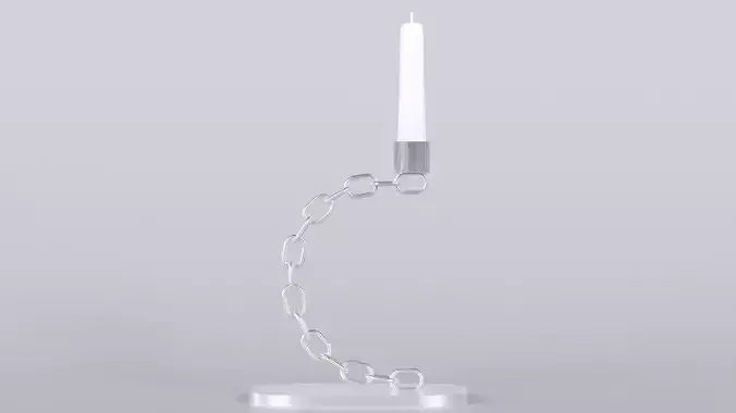 Alphabet C Silver Chain Candleholder 3D Model True 4K PBR Render Low-poly 3D model