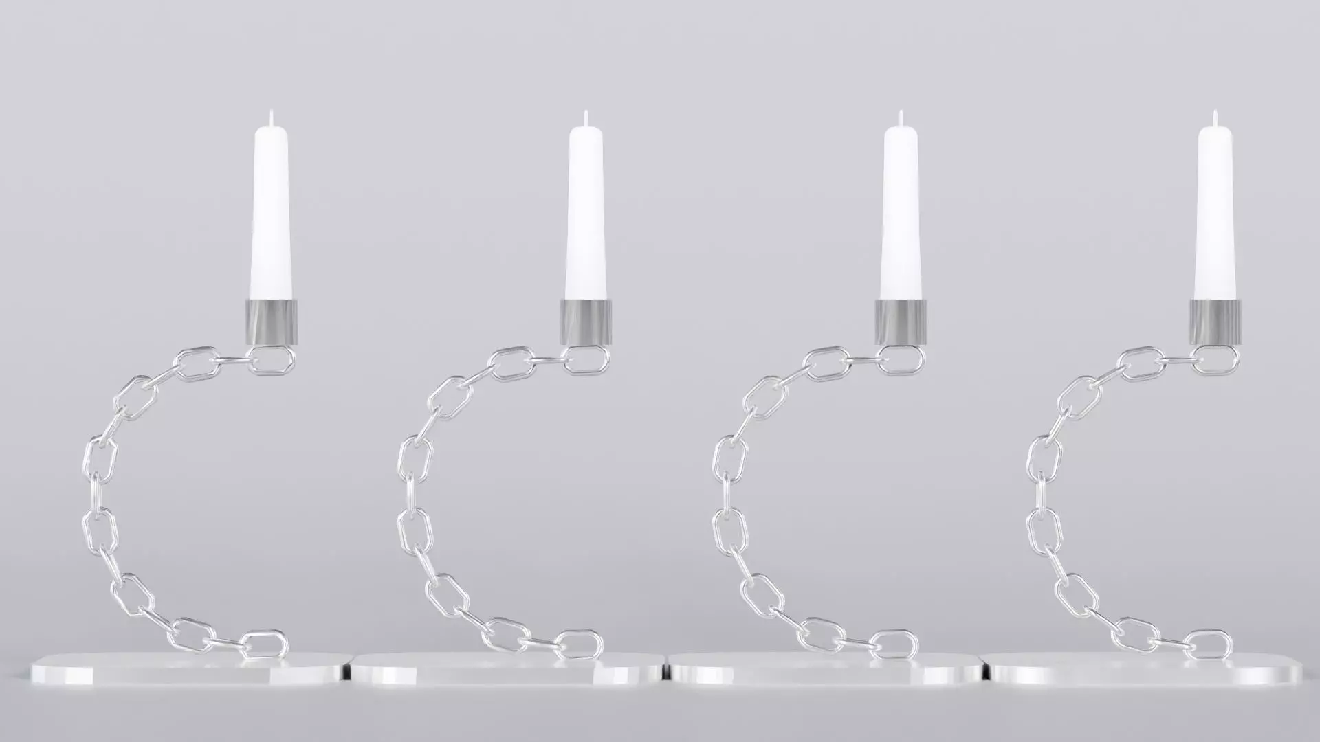 Alphabet C Silver Chain Candleholder 3D Model True 4K PBR Render Low-poly 3D model_1