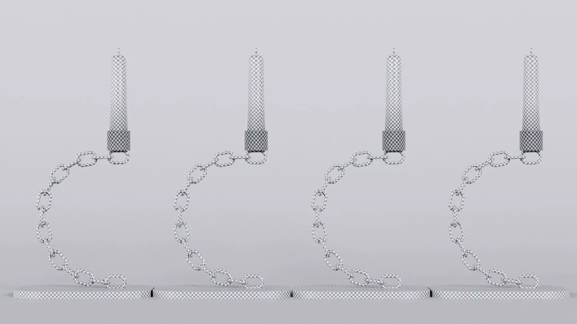 Alphabet C Silver Chain Candleholder 3D Model True 4K PBR Render Low-poly 3D model_2