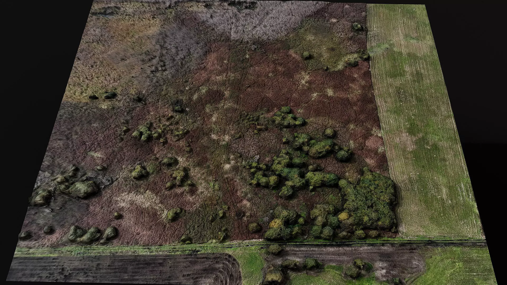 landscape grass fields 400m patch PBR photogrammetry Low-poly 3D model_0