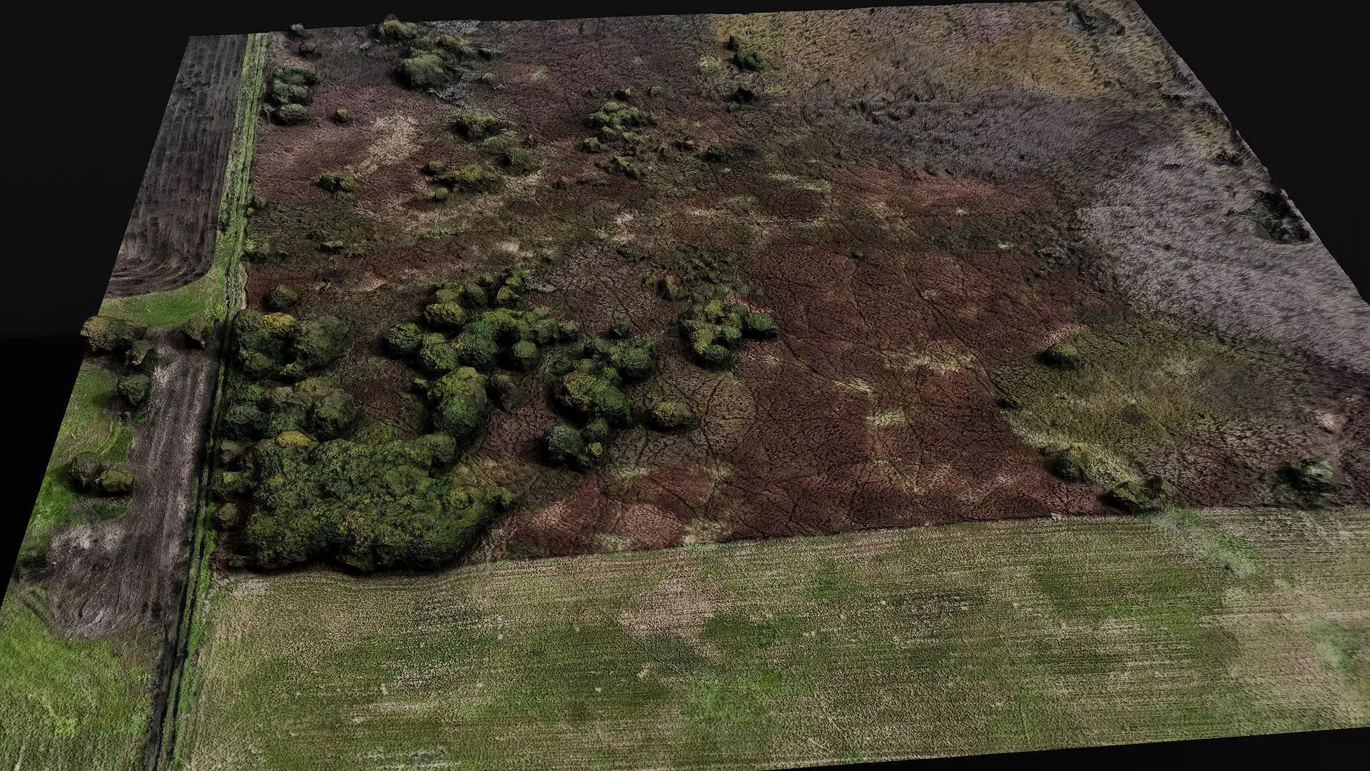 landscape grass fields 400m patch PBR photogrammetry Low-poly 3D model_1