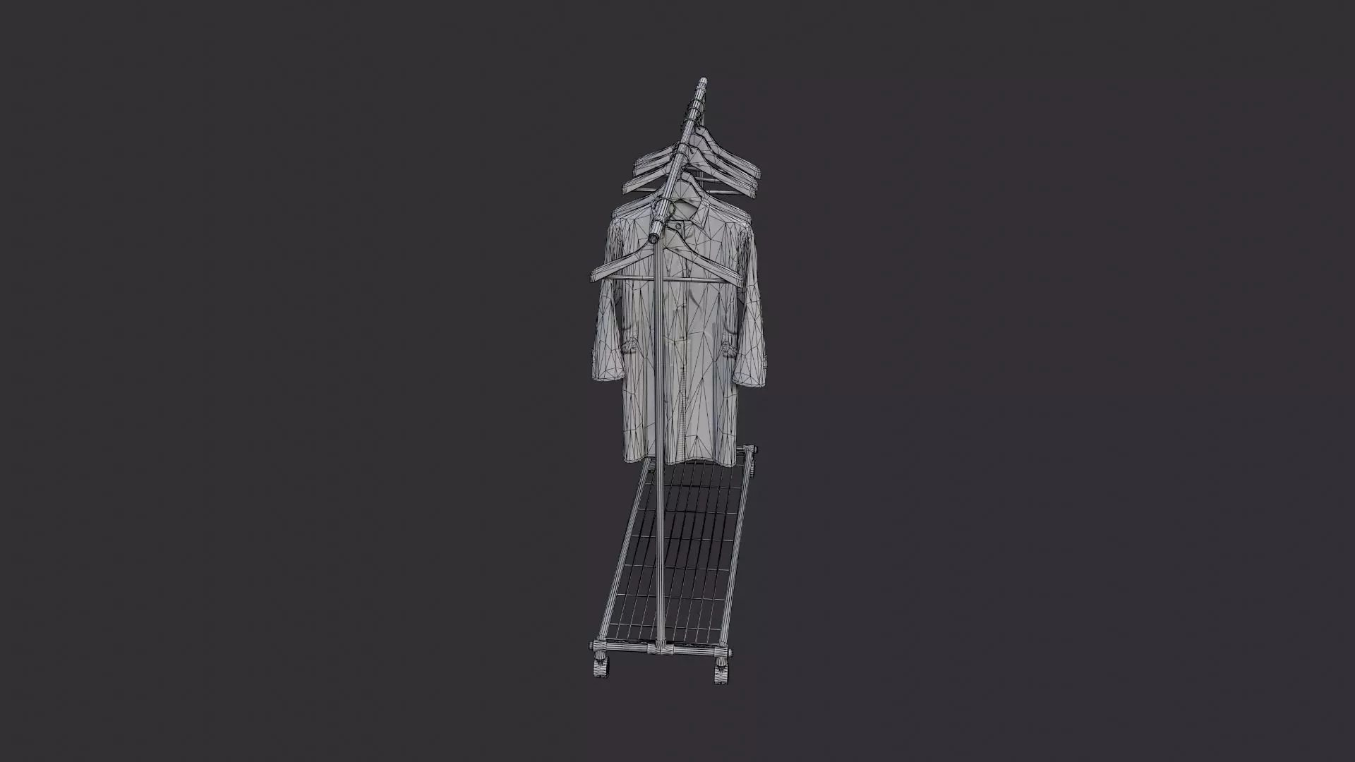 Metal Coat Rack with Hanging Garments Low-poly 3D model_7