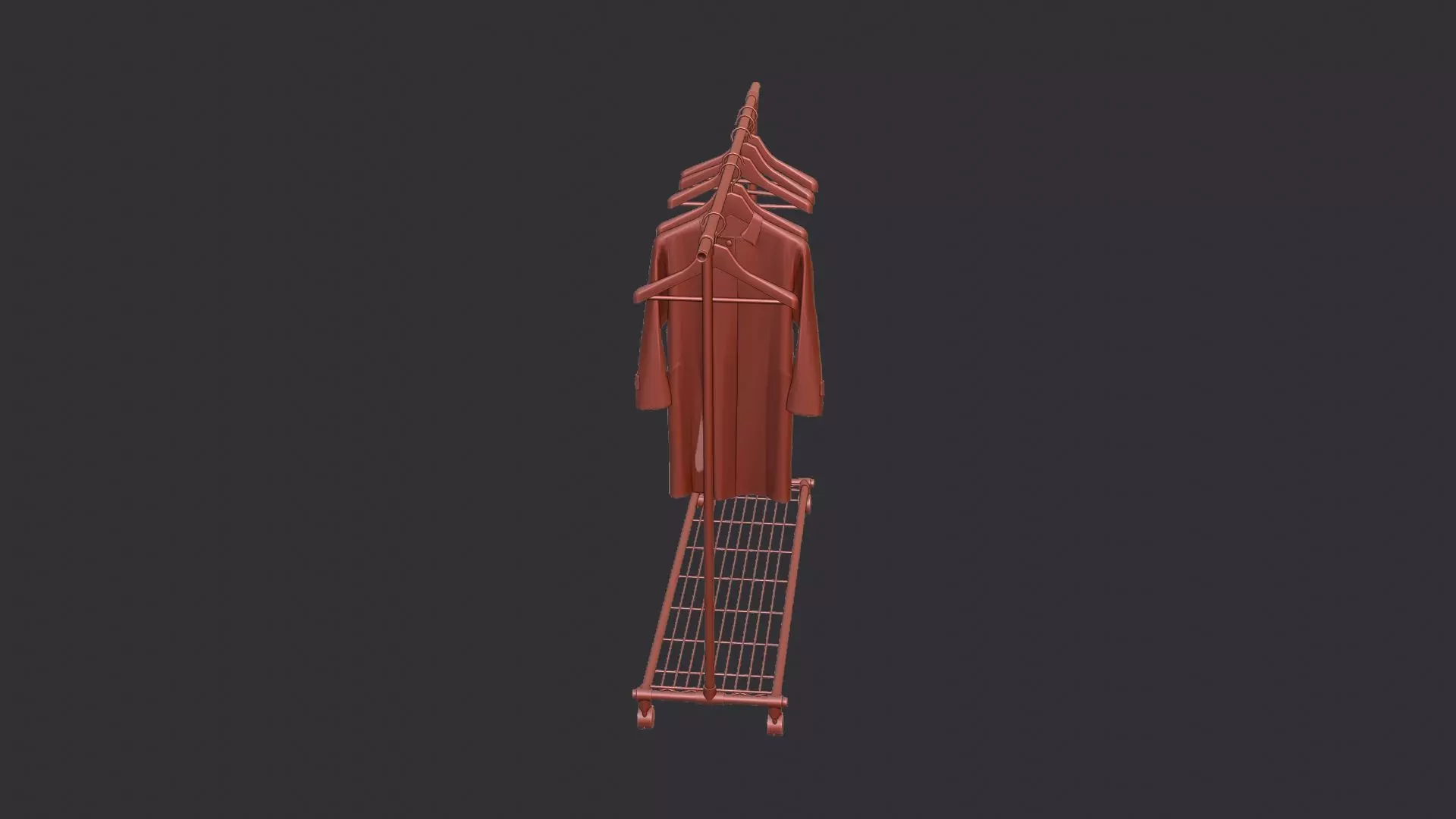 Metal Coat Rack with Hanging Garments Low-poly 3D model_6