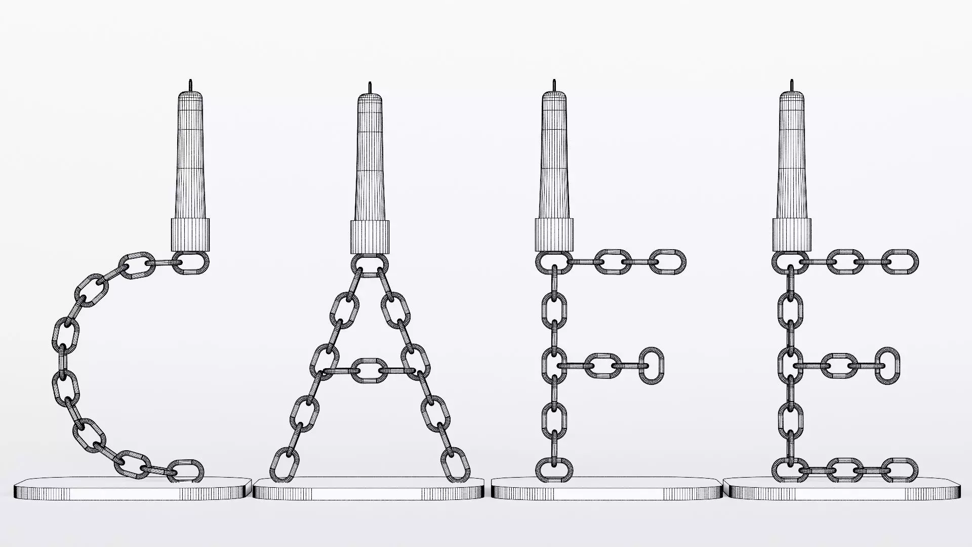 Alphabet Cafe Gold Chain Candleholder 3D Model True 4K PBR Rendr Low-poly 3D model_10