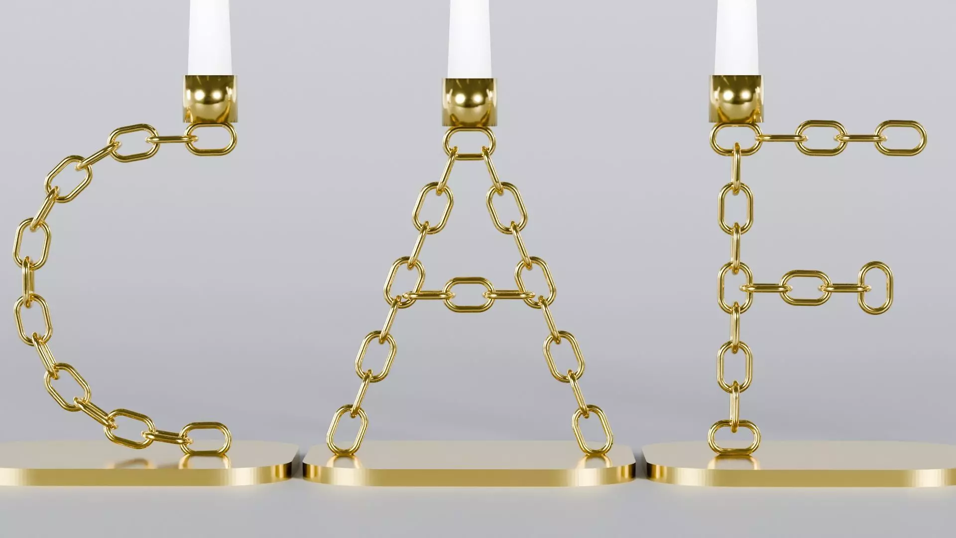 Alphabet Cafe Gold Chain Candleholder 3D Model True 4K PBR Rendr Low-poly 3D model_2