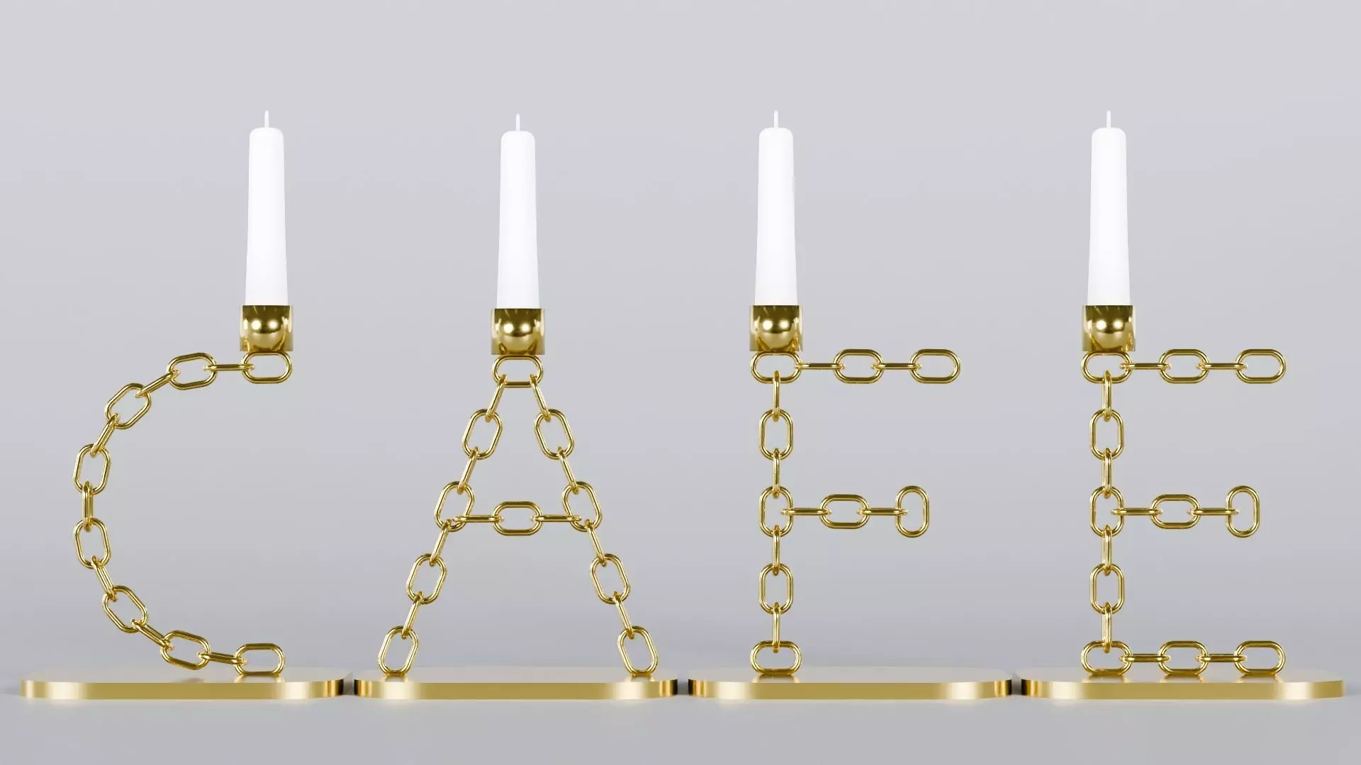 Alphabet Cafe Gold Chain Candleholder 3D Model True 4K PBR Rendr Low-poly 3D model_0