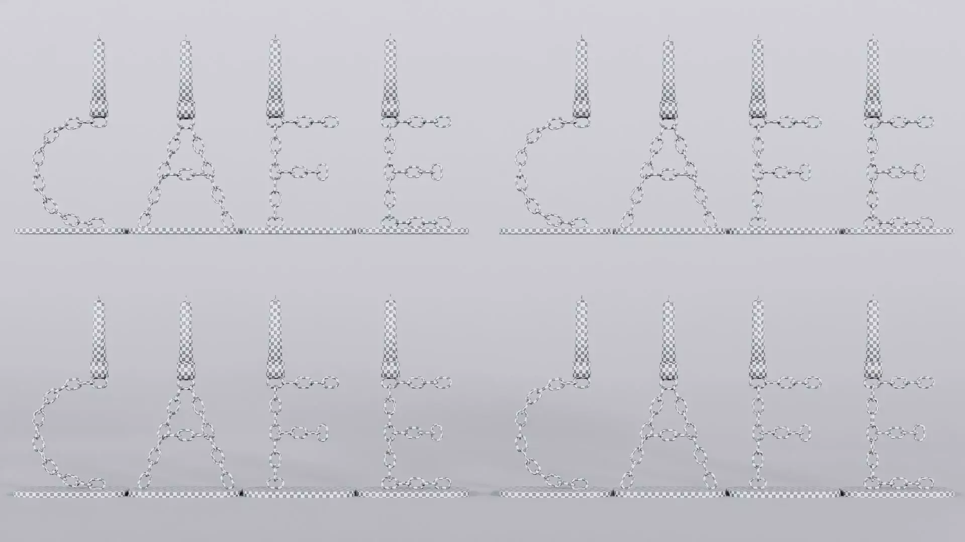 Alphabet Cafe Gold Chain Candleholder 3D Model True 4K PBR Rendr Low-poly 3D model_12