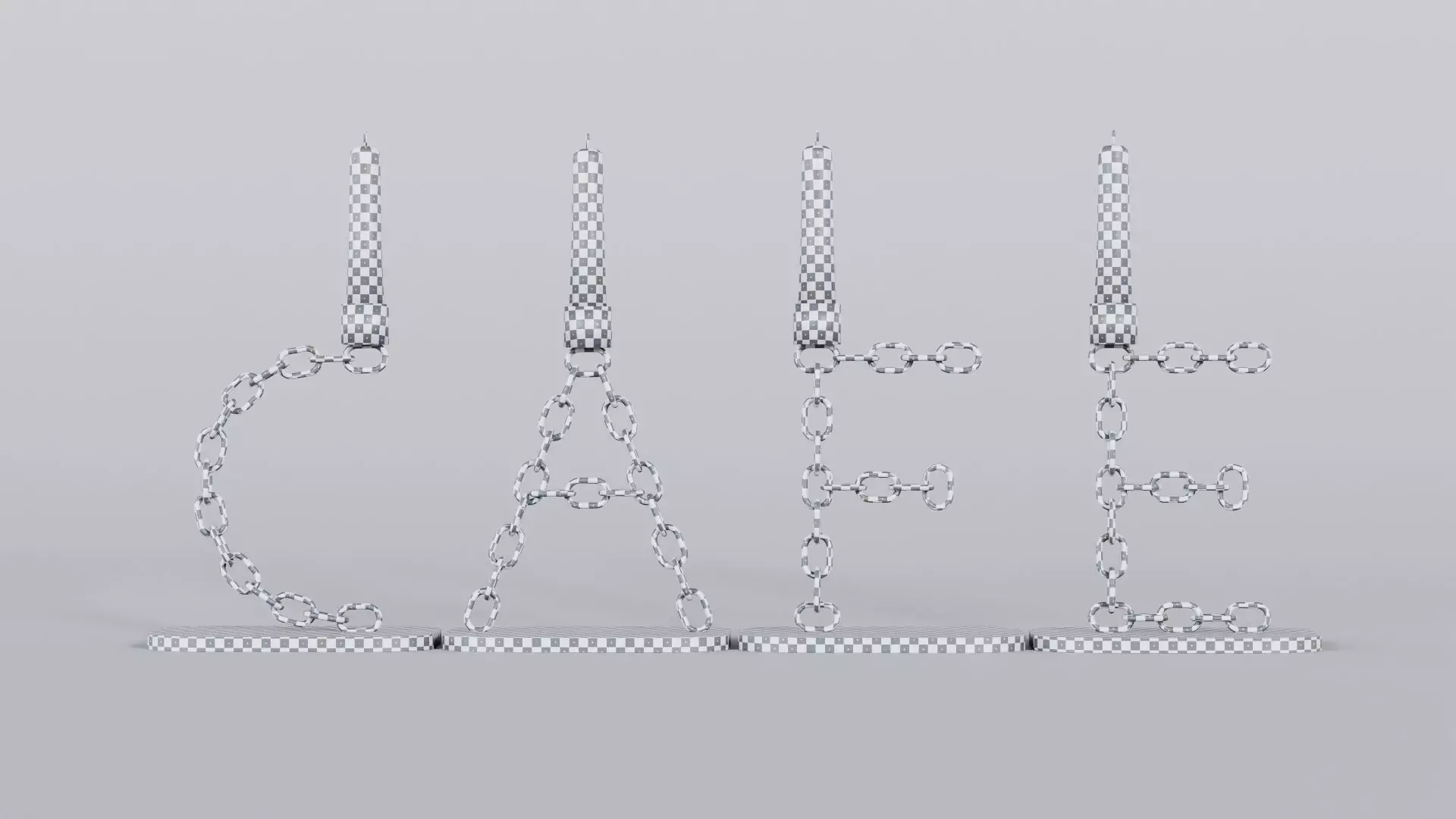 Alphabet Cafe Gold Chain Candleholder 3D Model True 4K PBR Rendr Low-poly 3D model_7