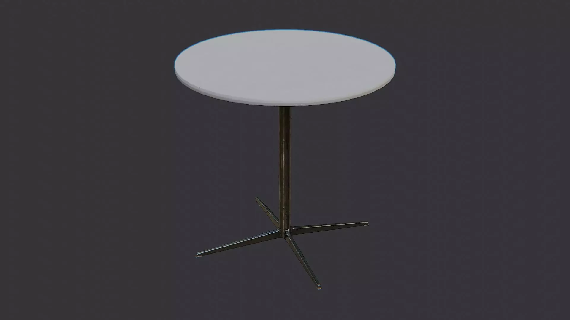 Round Metal Restaurant Table with Pedestal Base Low-poly 3D model_0