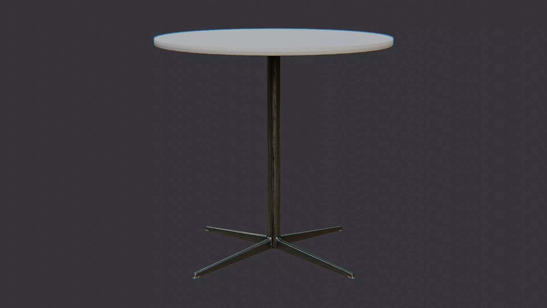 Round Metal Restaurant Table with Pedestal Base Low-poly 3D model_2