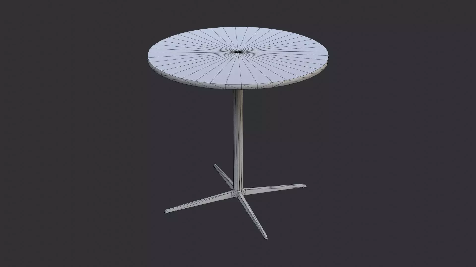 Round Metal Restaurant Table with Pedestal Base Low-poly 3D model_7