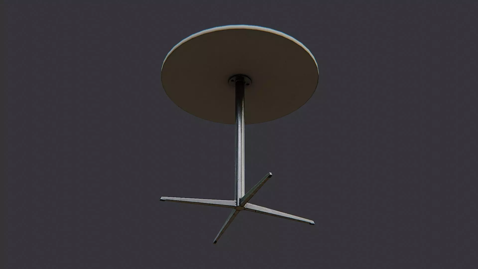 Round Metal Restaurant Table with Pedestal Base Low-poly 3D model_5