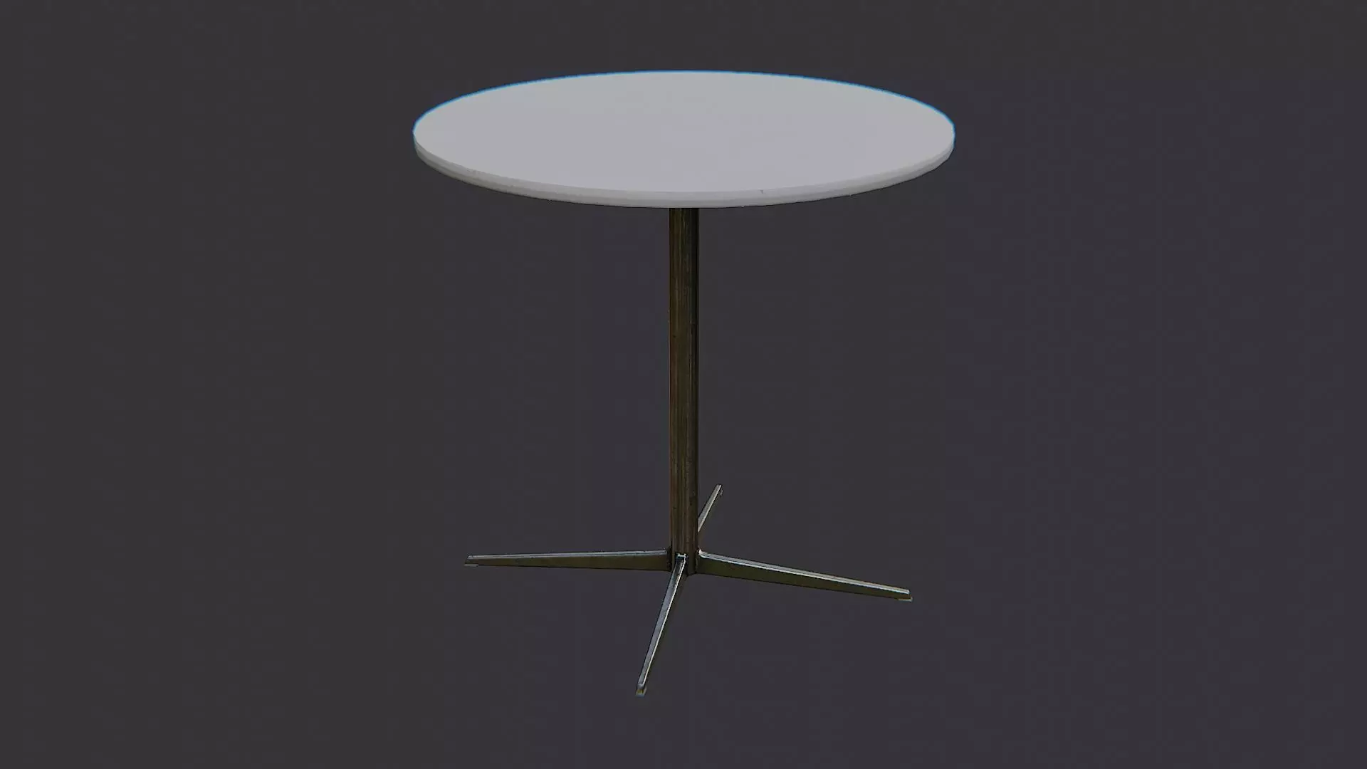 Round Metal Restaurant Table with Pedestal Base Low-poly 3D model_1