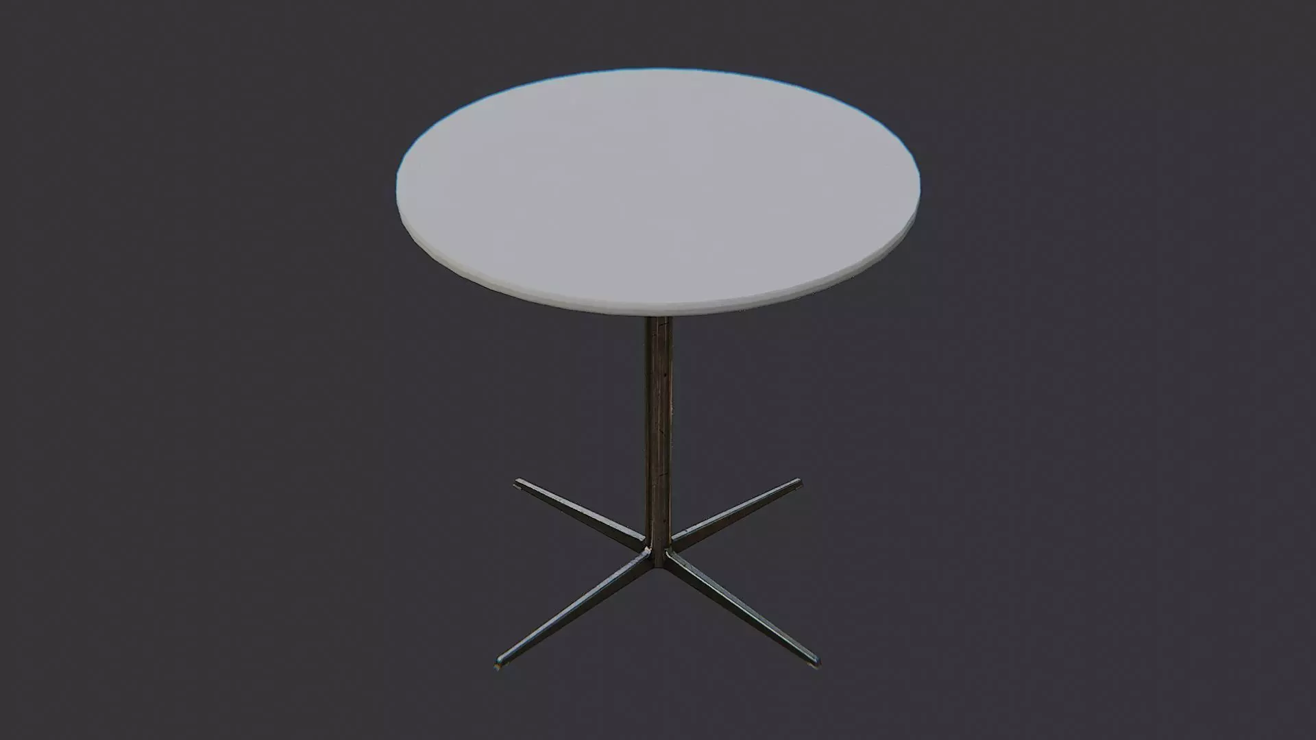 Round Metal Restaurant Table with Pedestal Base Low-poly 3D model_3