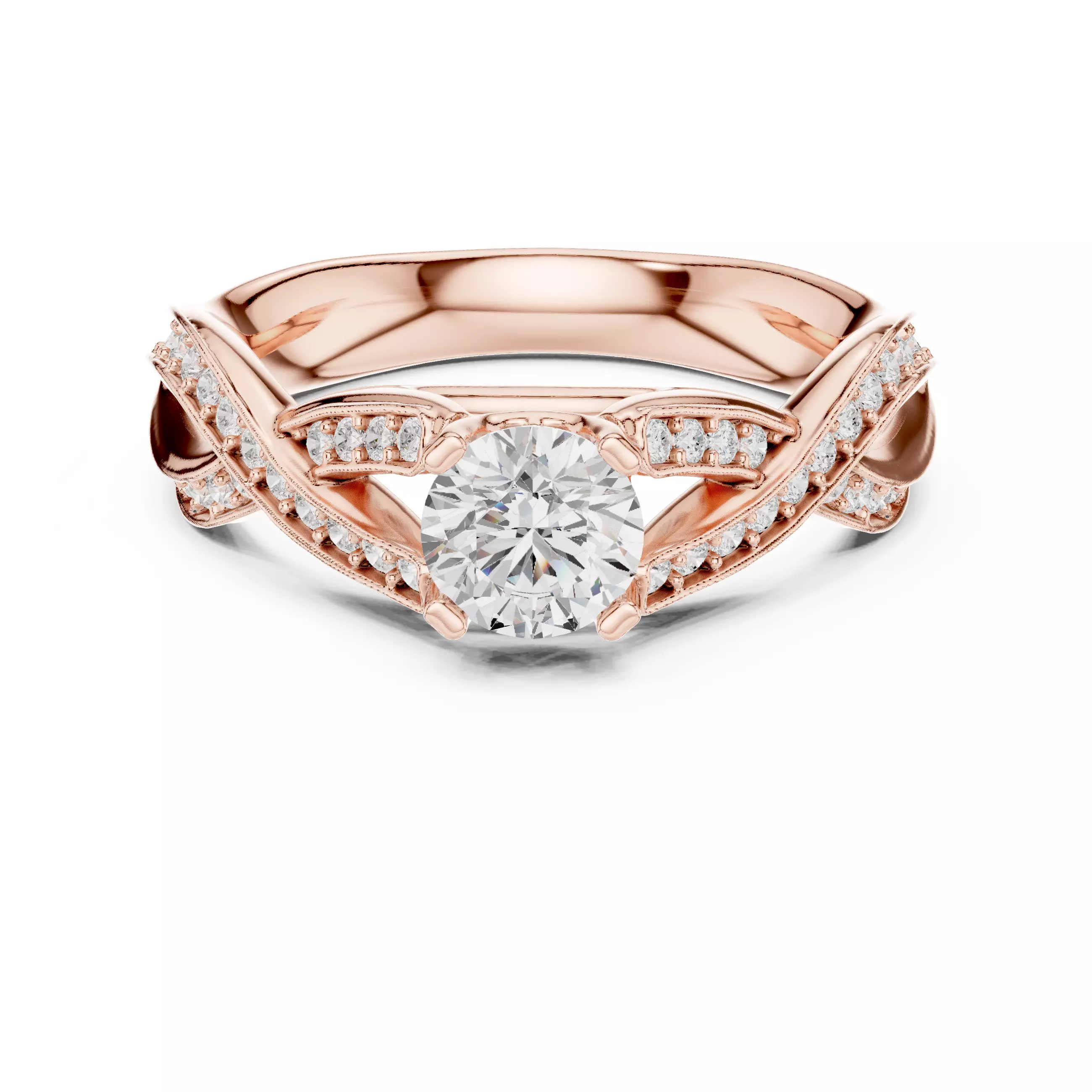 Round Twisted Band Solitaire Ring 3dm stl renders animation 3D print model