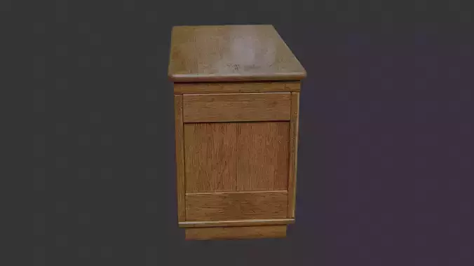 Wooden shop counter with shelves