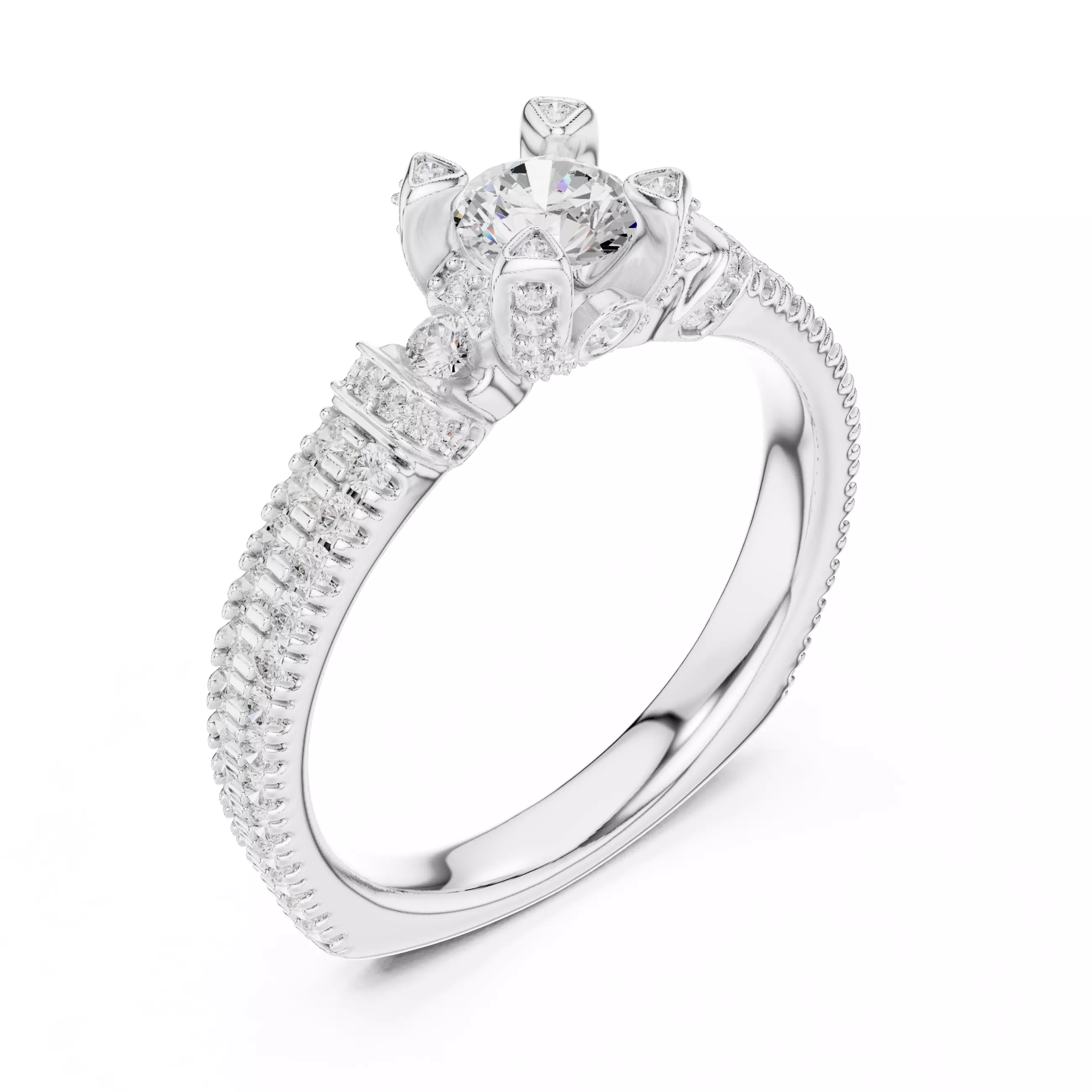 Solitaire Ring 3dm stl renders animation videos details 3D print model_7