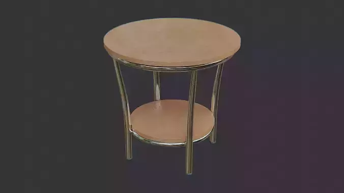 Wood Round Side Table with Metal Frame