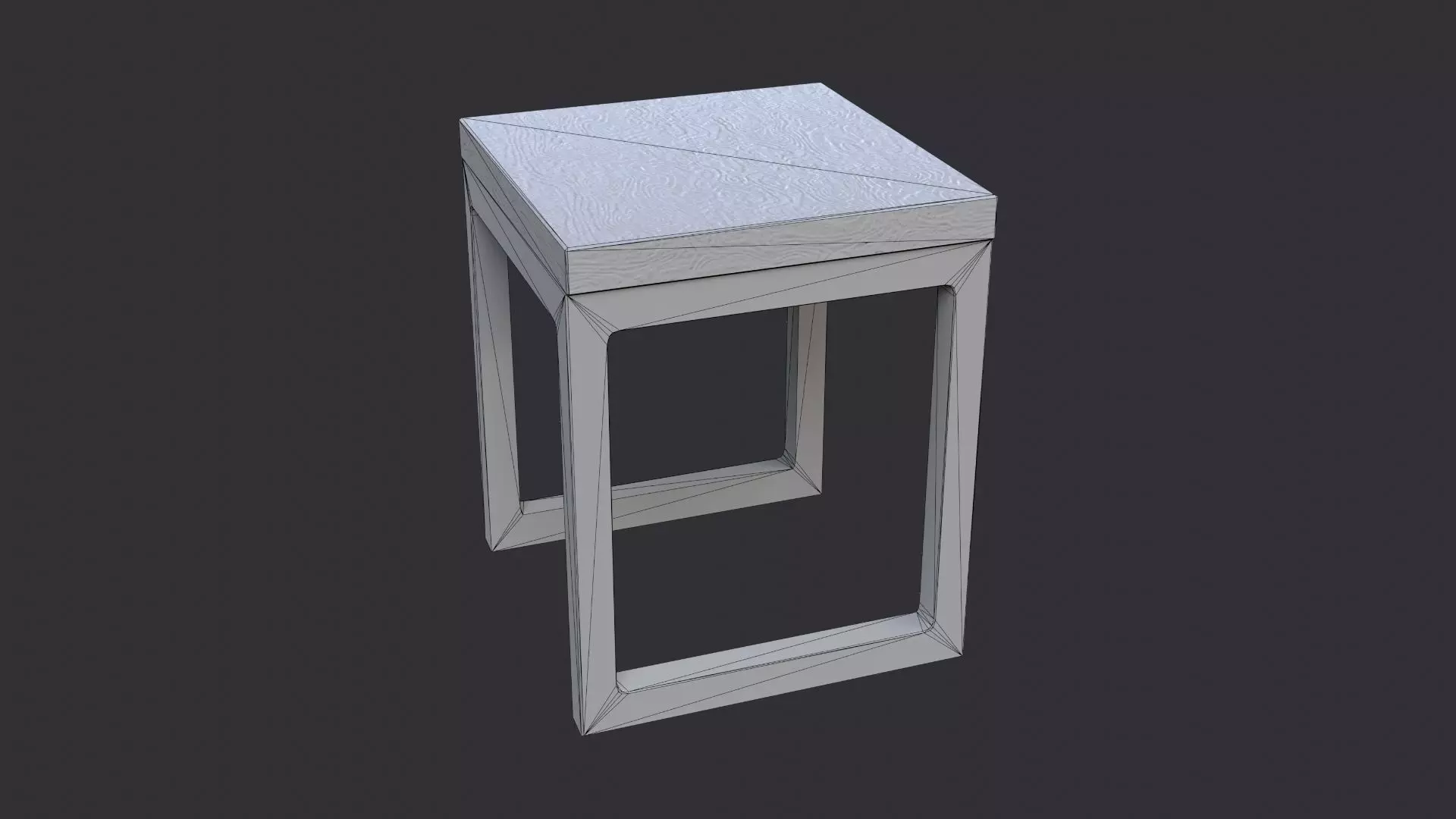 Metal Frame Side Table with Wood Top Low-poly 3D model_7