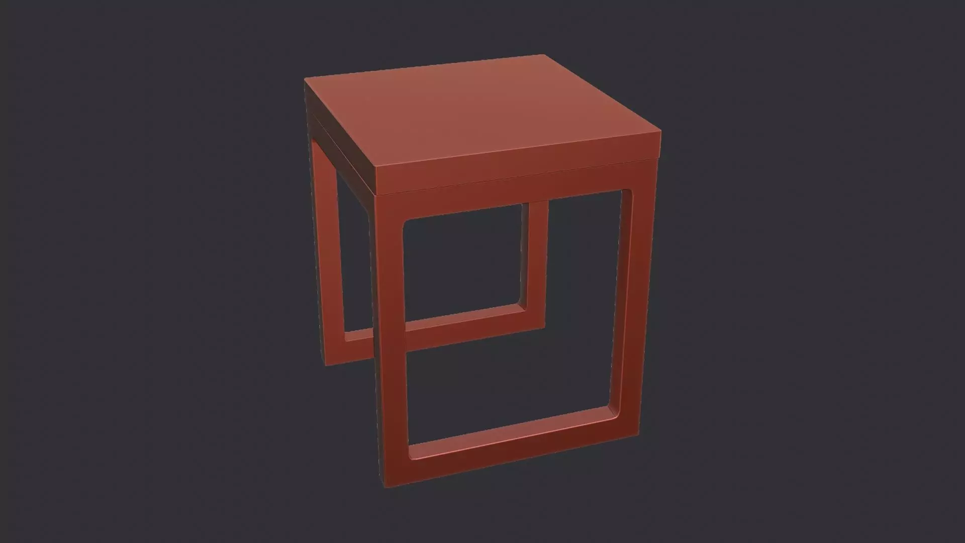 Metal Frame Side Table with Wood Top Low-poly 3D model_6