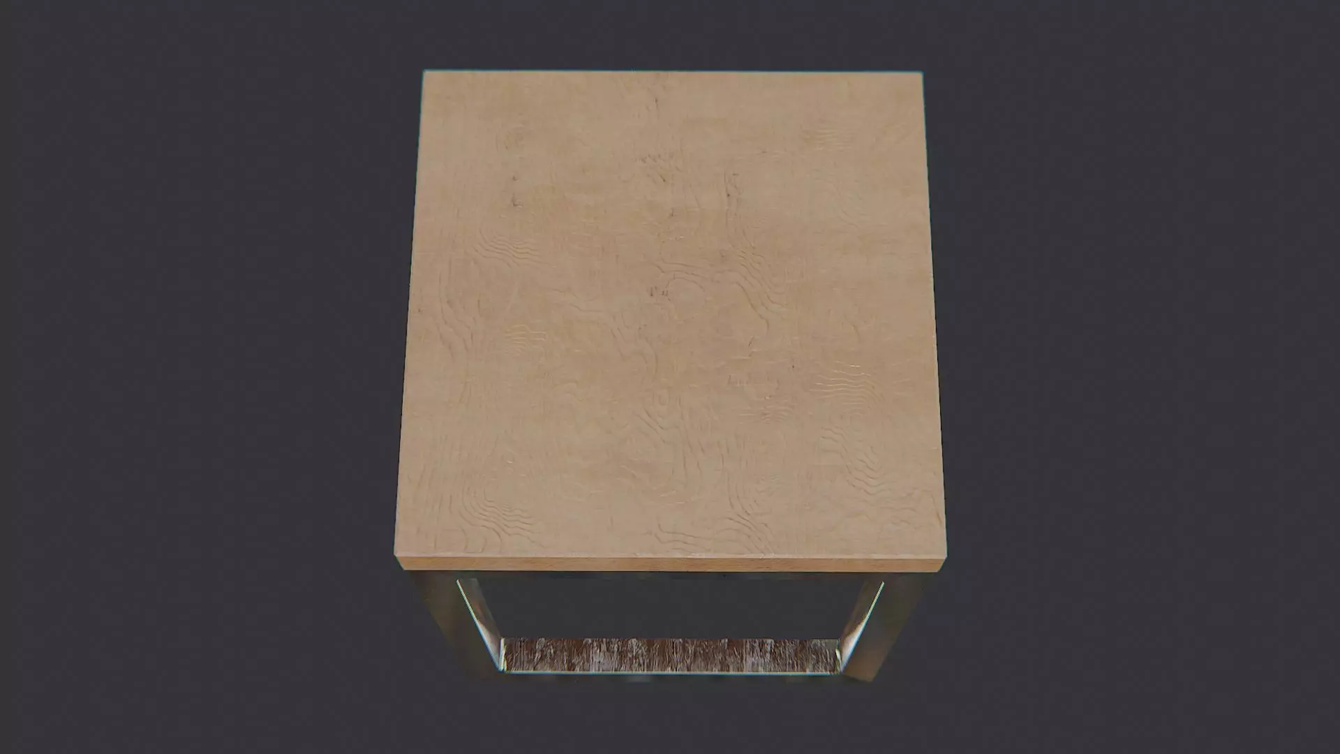 Metal Frame Side Table with Wood Top Low-poly 3D model_4