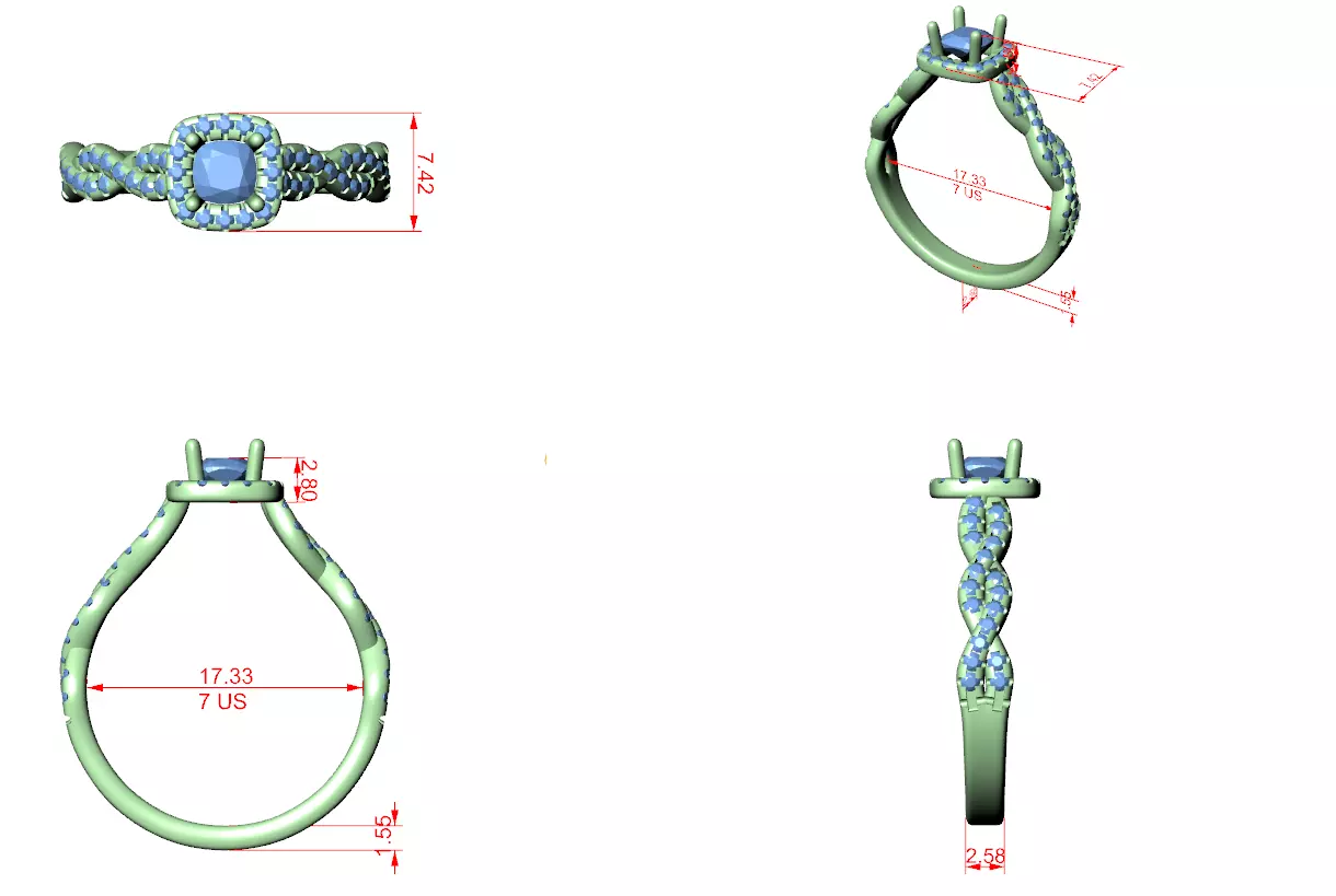 Solitaire Ring 3dm stl renders animation videos details  3D print model_1