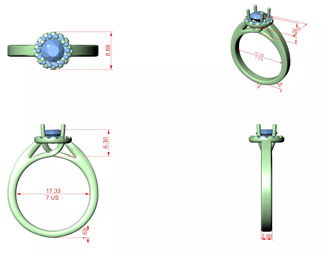Solitaire Ring 3dm stl renders animation videos details 3D print model_1