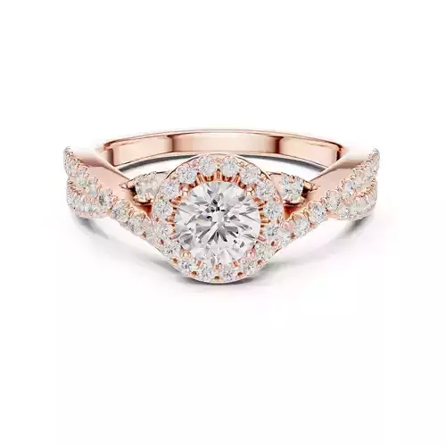 Halo Solitaire Ring  with Twisted Shank 3dm stl renders