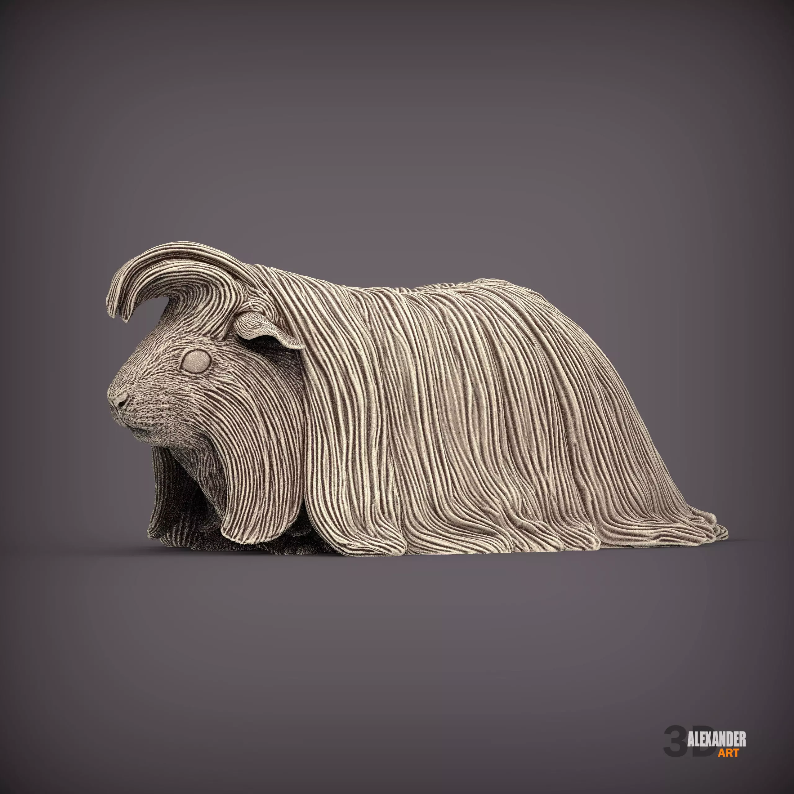 Peruvian long-haired guinea pig 3D print model_1