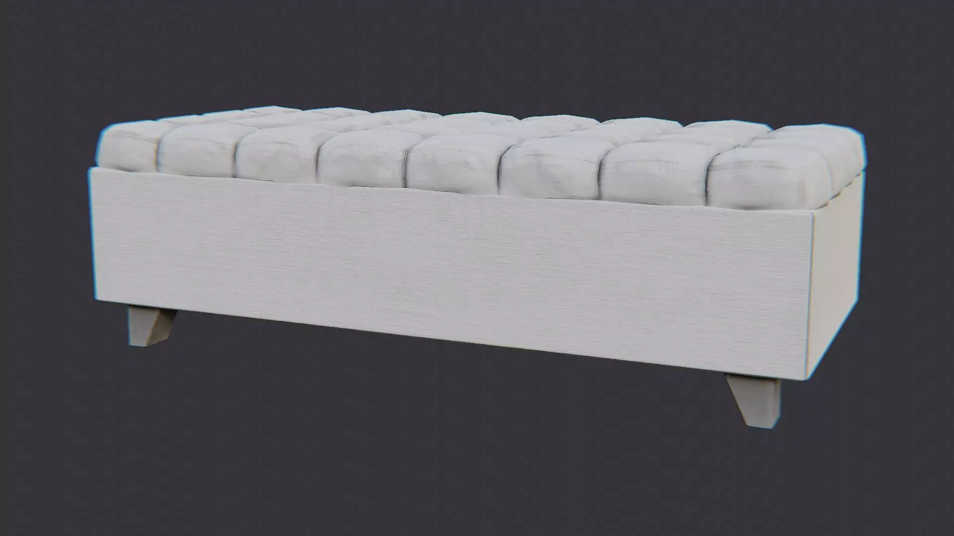 White Tufted Store Bench for Shops and Homes Low-poly 3D model_2