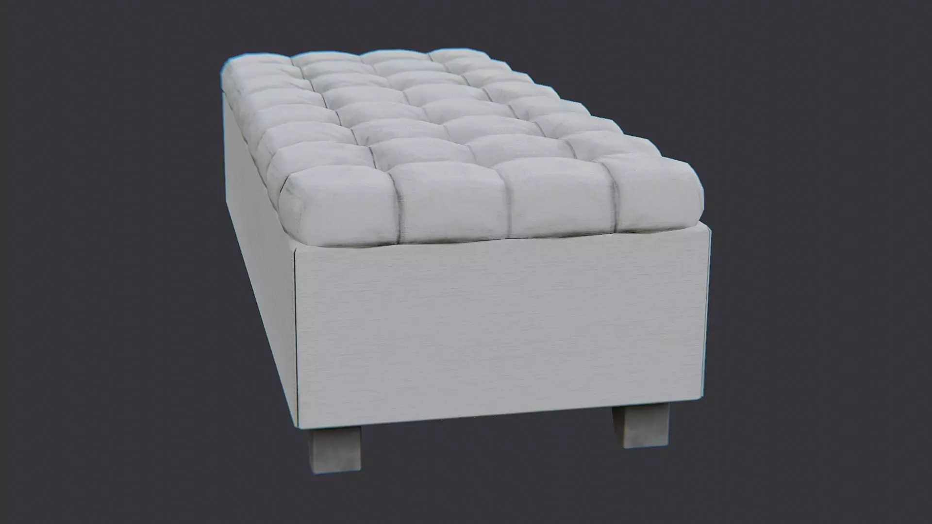 White Tufted Store Bench for Shops and Homes Low-poly 3D model_1