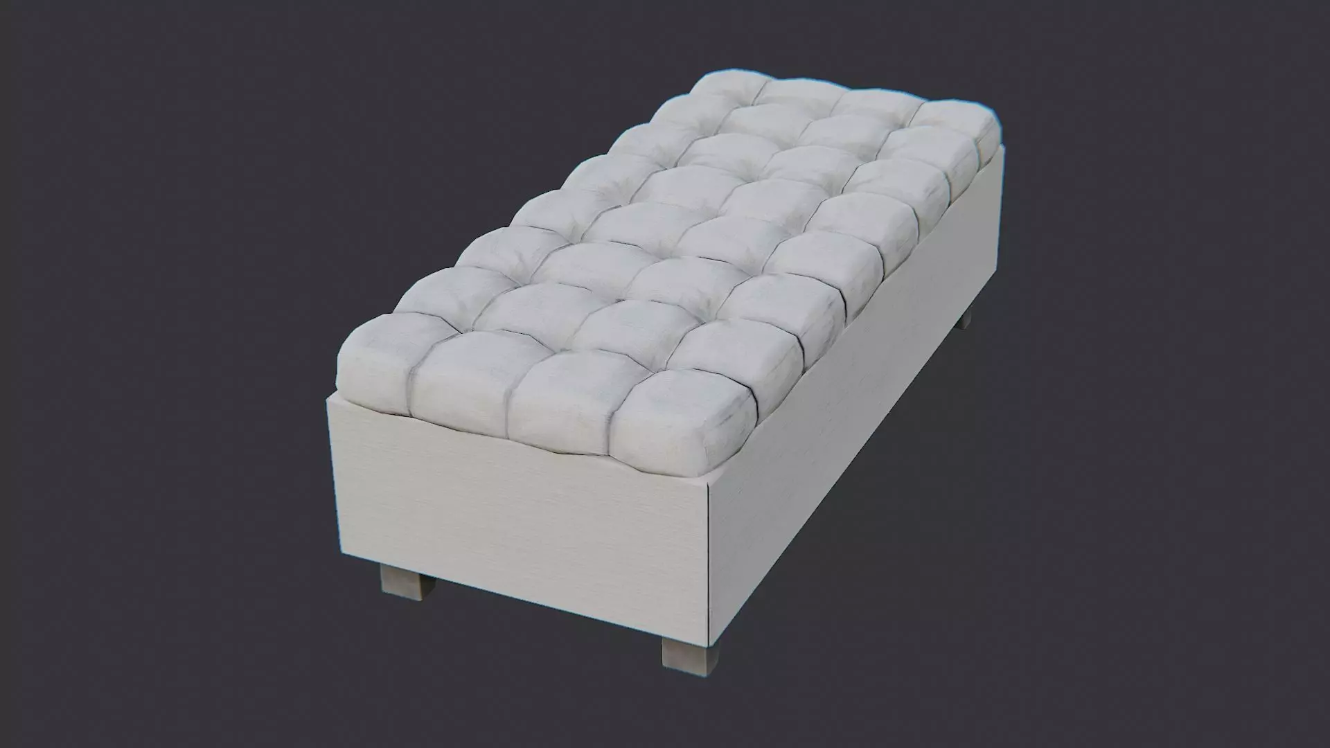White Tufted Store Bench for Shops and Homes Low-poly 3D model_3