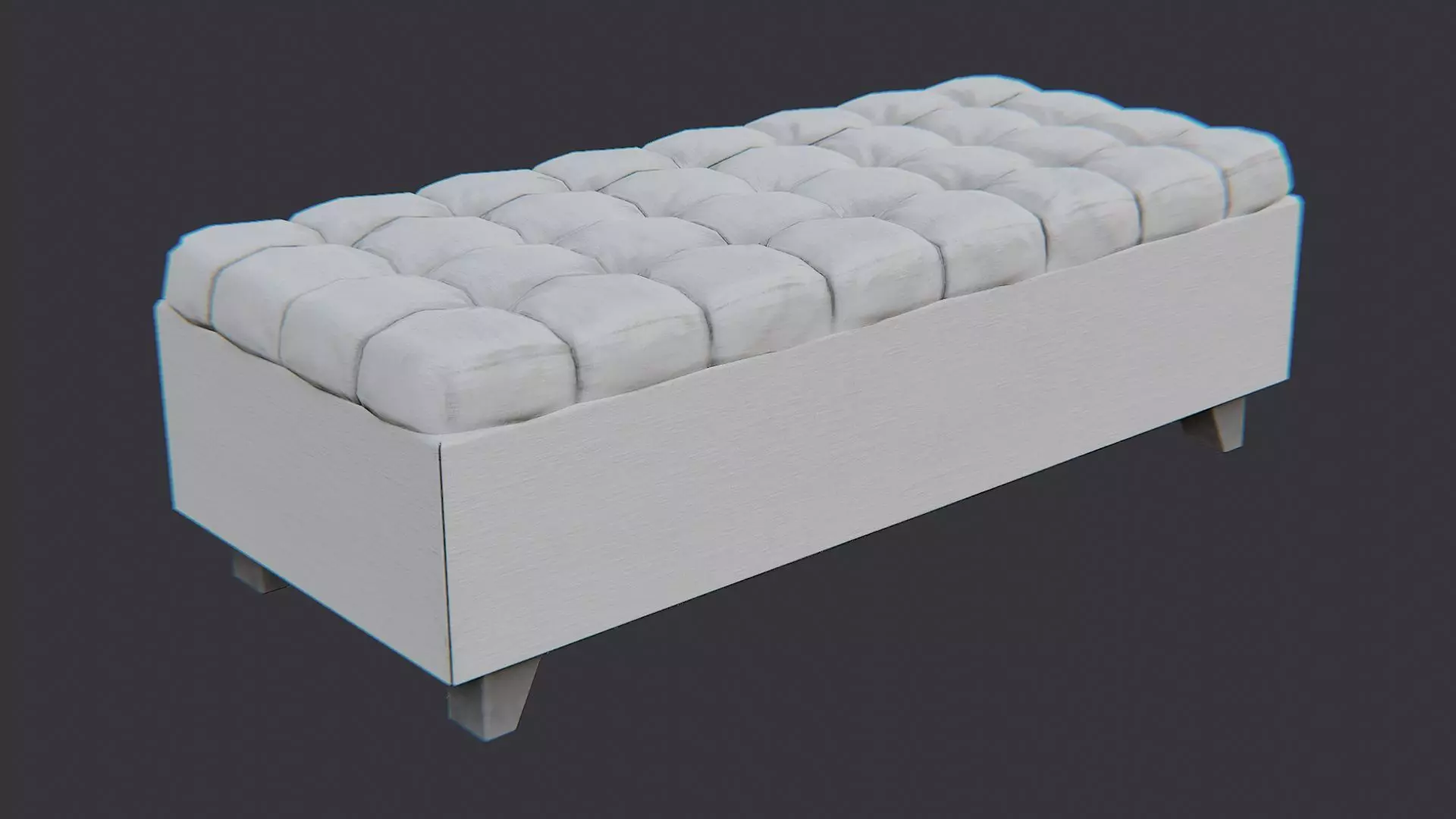White Tufted Store Bench for Shops and Homes Low-poly 3D model_0