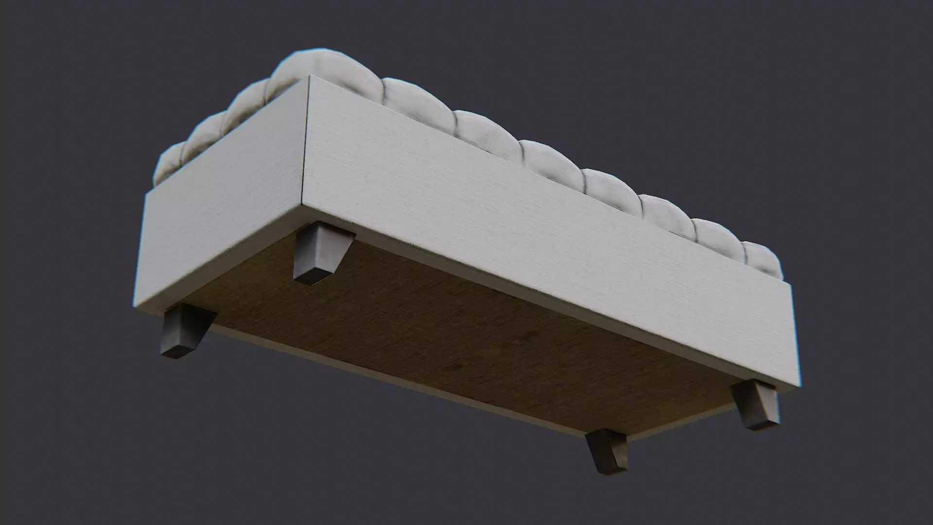 White Tufted Store Bench for Shops and Homes Low-poly 3D model_5