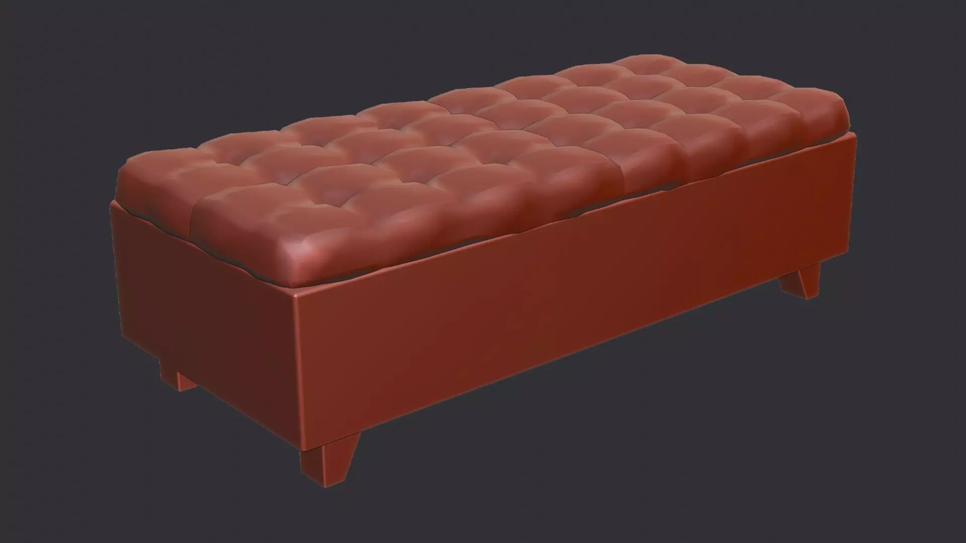 White Tufted Store Bench for Shops and Homes Low-poly 3D model_6