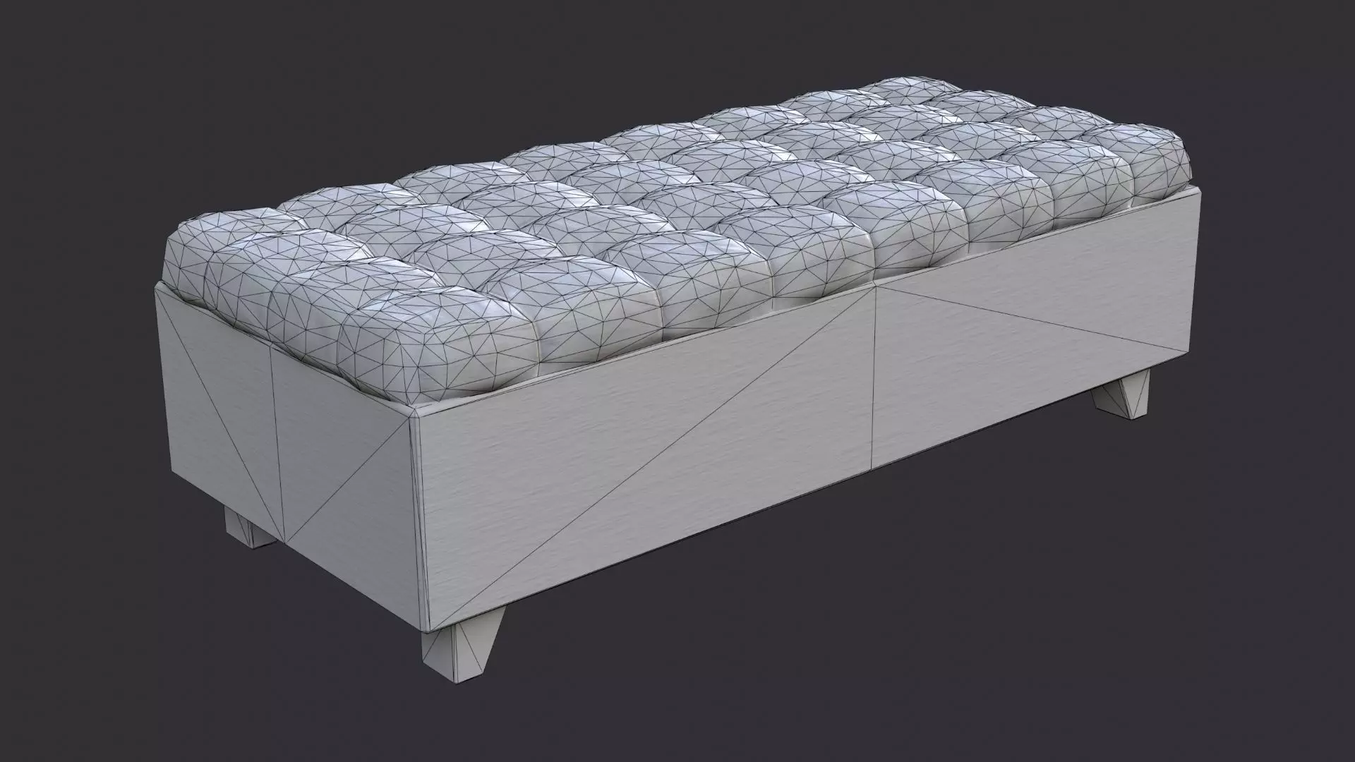 White Tufted Store Bench for Shops and Homes Low-poly 3D model_7