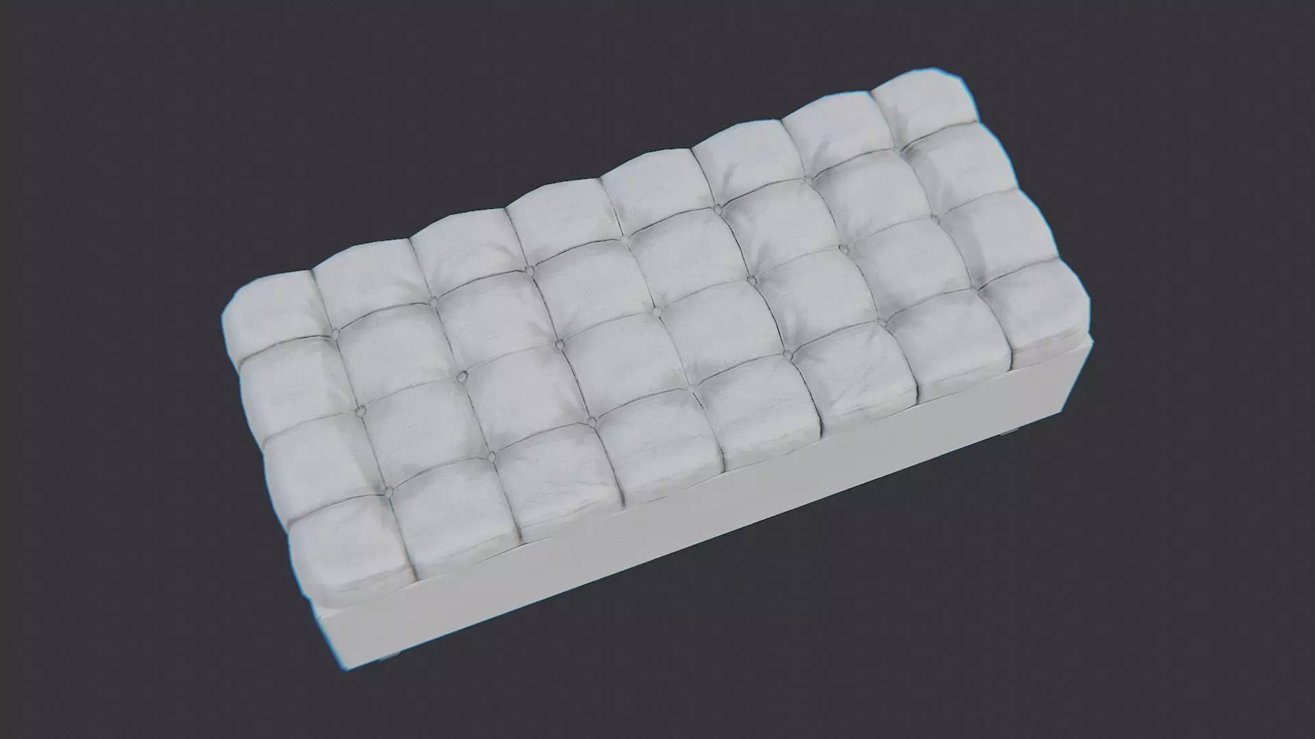 White Tufted Store Bench for Shops and Homes Low-poly 3D model_4