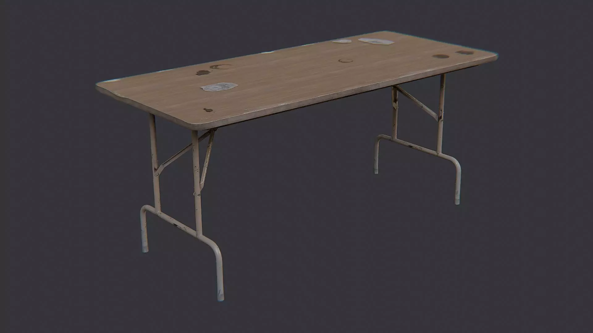 Wood Folding Table Dark Oak Finish Low-poly 3D model_0