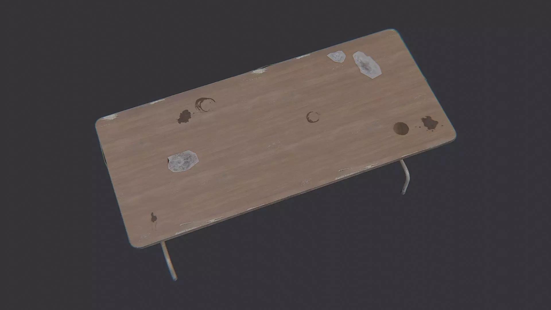 Wood Folding Table Dark Oak Finish Low-poly 3D model_4