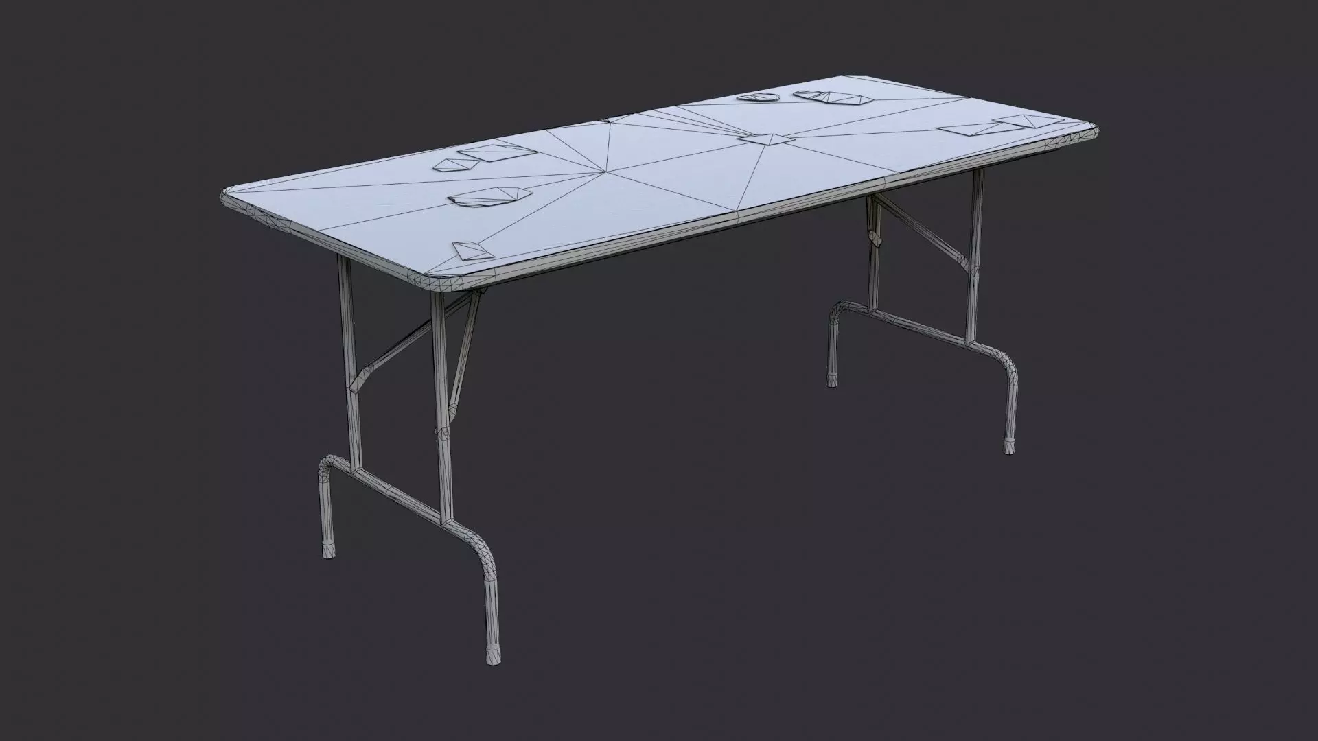 Wood Folding Table Dark Oak Finish Low-poly 3D model_7