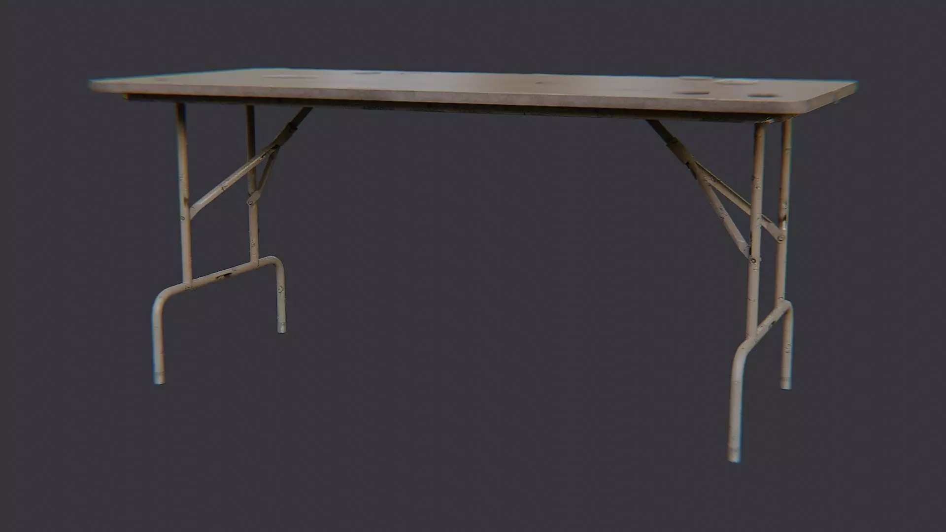 Wood Folding Table Dark Oak Finish Low-poly 3D model_2