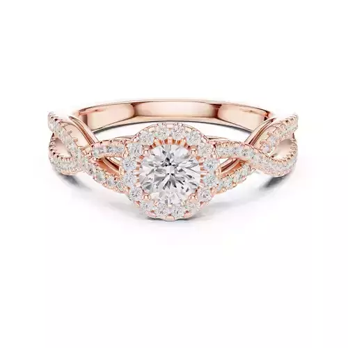 Halo Solitaire Ring with Twisted Shank 3dm stl renders animation