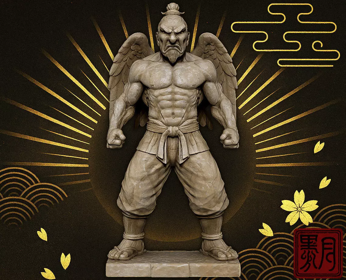 Japanese Tengu Yokai Stone Statue Japanese monster 3D print model