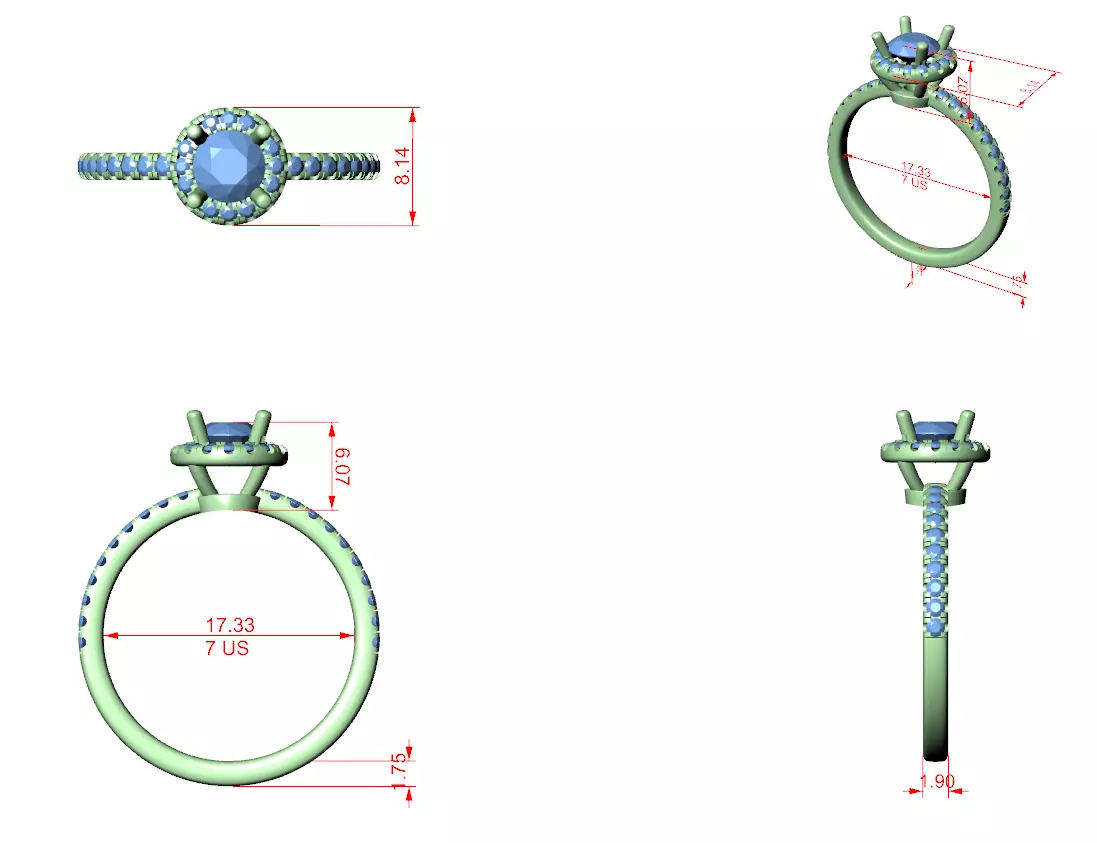 Halo Solitaire Ring 3dm stl renders animation videos details 3D print model_1