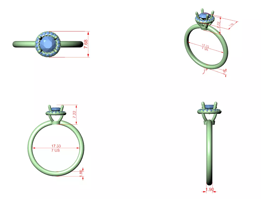 Halo Solitaire Ring 3dm stl renders animation videos details 3D print model_1