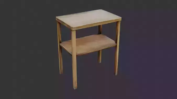 Wooden Small Table with Two Shelves