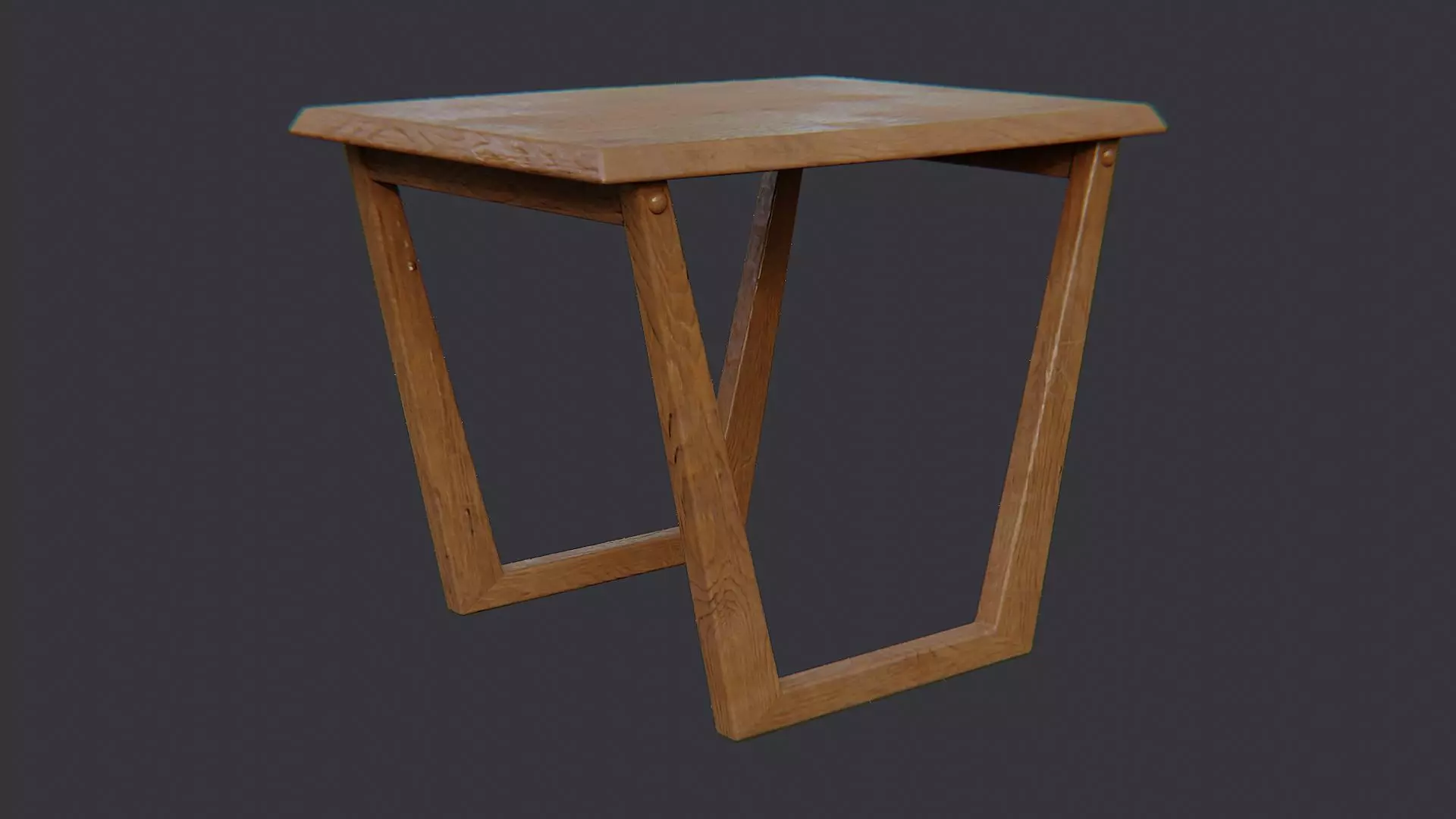 Vintage Wooden Table Low-poly 3D model_2